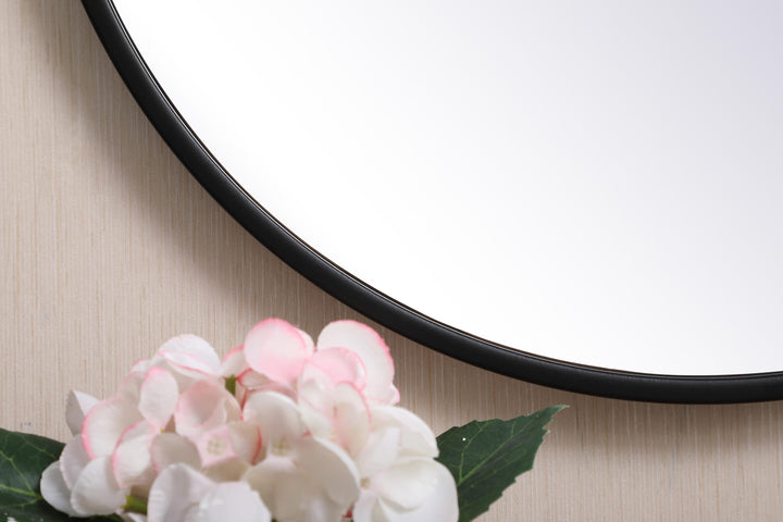 Metal Frame Round Mirror with Decorative Hook by Elegant - view 4