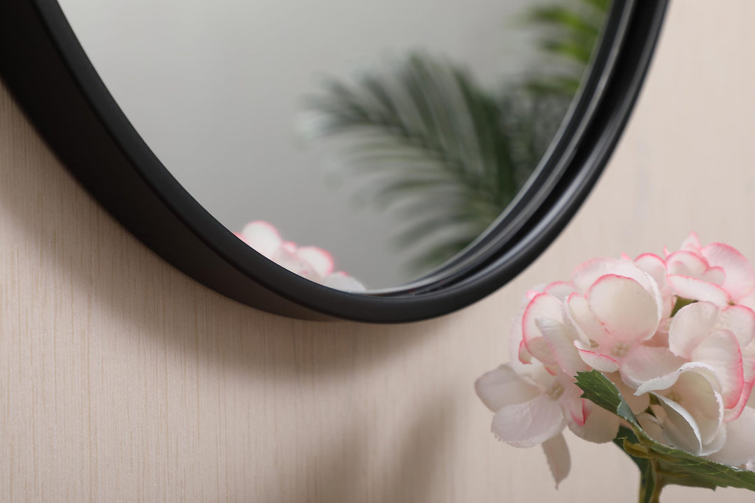 Metal Frame Round Mirror with Decorative Hook by Elegant - view 5