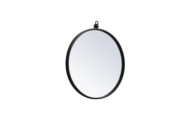 Metal Frame Round Mirror with Decorative Hook by Elegant - view 6