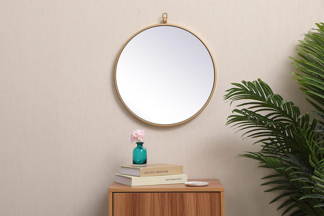 Metal Frame Round Mirror with Decorative Hook by Elegant - view 8