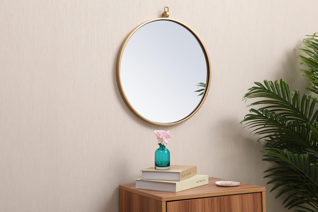 Metal Frame Round Mirror with Decorative Hook by Elegant - view 9