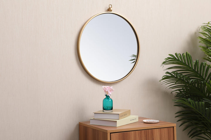 Metal Frame Round Mirror with Decorative Hook by Elegant - view 9