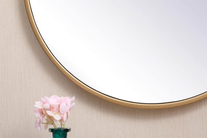 Metal Frame Round Mirror with Decorative Hook by Elegant - view 10