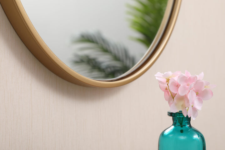 Metal Frame Round Mirror with Decorative Hook by Elegant - view 11