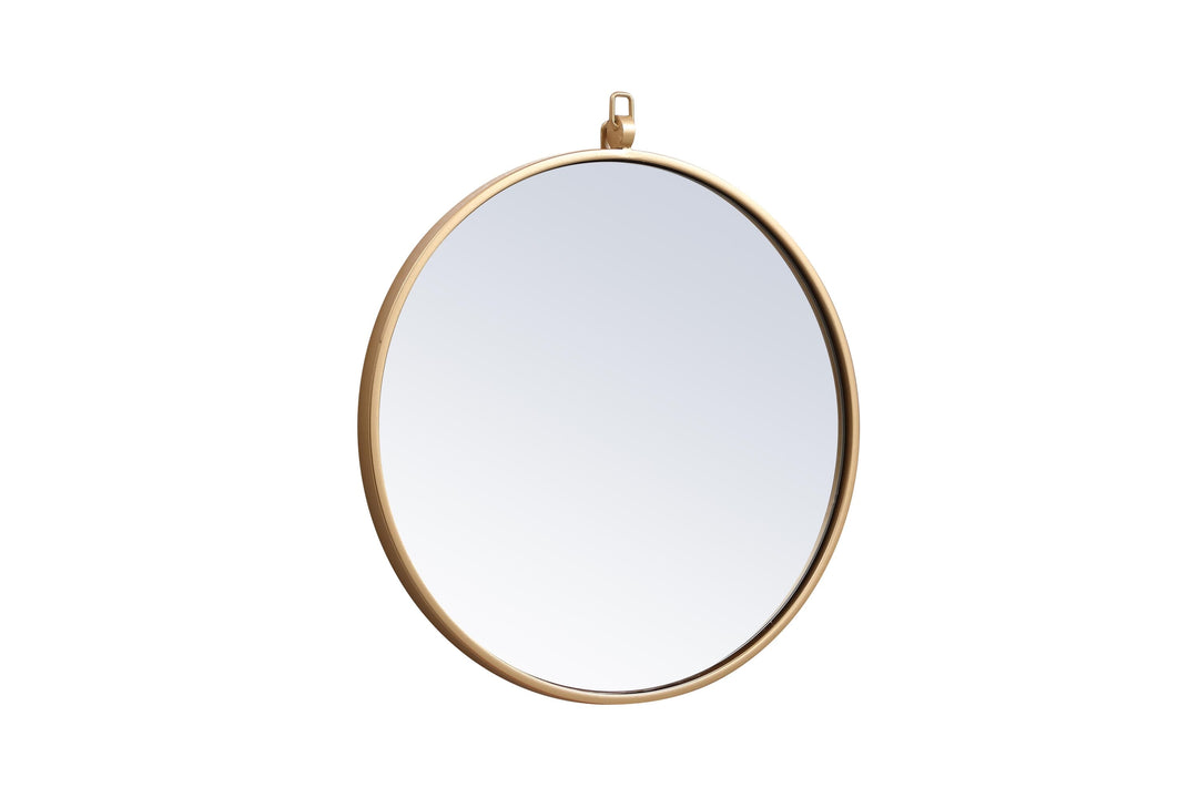 Metal Frame Round Mirror with Decorative Hook by Elegant - view 12
