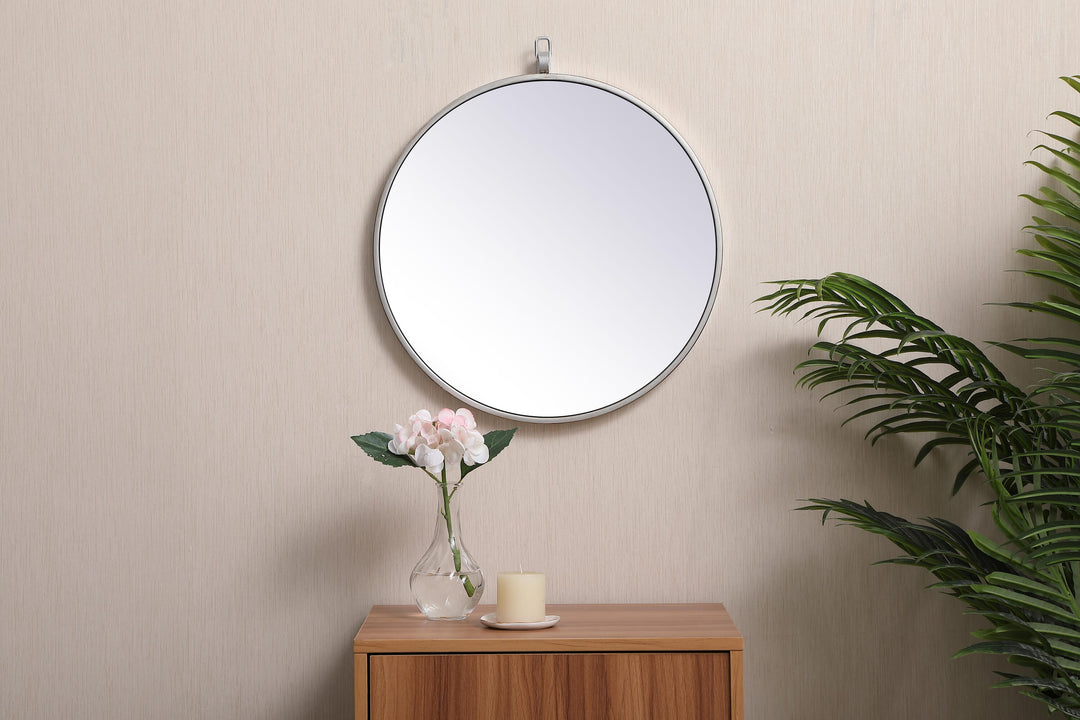 Metal Frame Round Mirror with Decorative Hook by Elegant - view 14