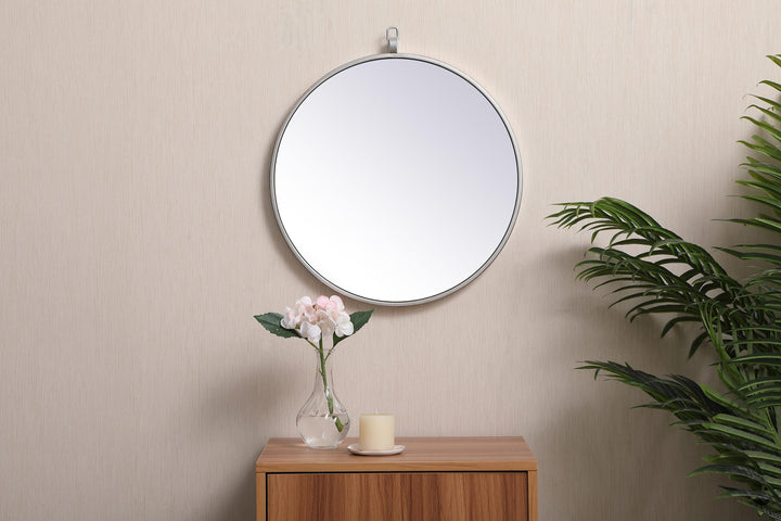 Metal Frame Round Mirror with Decorative Hook by Elegant - view 14