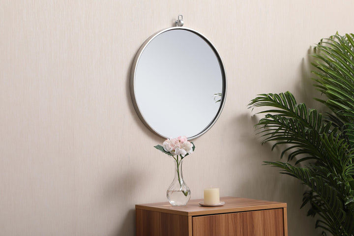 Metal Frame Round Mirror with Decorative Hook by Elegant - view 15
