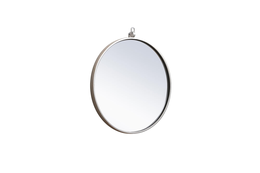 Metal Frame Round Mirror with Decorative Hook by Elegant - view 18