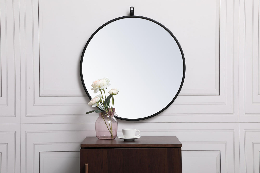 Metal Frame Round Mirror with Decorative Hook by Elegant - view 20