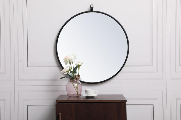 Metal Frame Round Mirror with Decorative Hook by Elegant - view 20