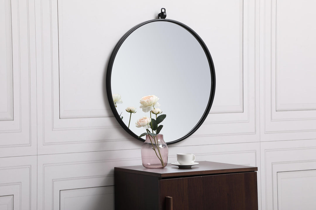 Metal Frame Round Mirror with Decorative Hook by Elegant - view 21