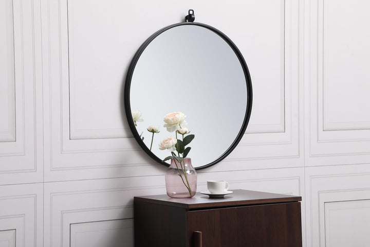 Metal Frame Round Mirror with Decorative Hook by Elegant - view 21