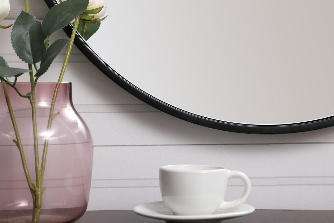 Metal Frame Round Mirror with Decorative Hook by Elegant - view 22