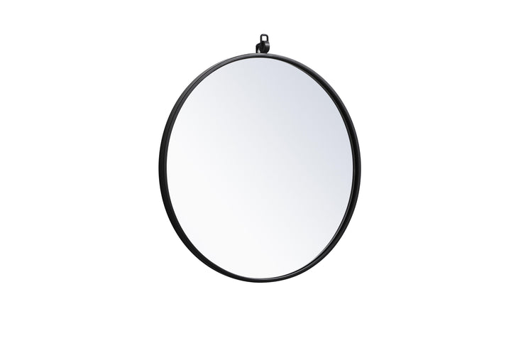 Metal Frame Round Mirror with Decorative Hook by Elegant - view 24