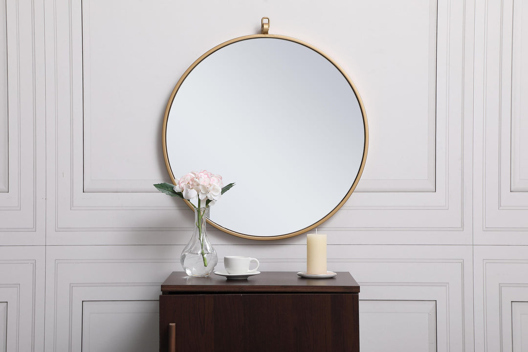Metal Frame Round Mirror with Decorative Hook by Elegant - view 26