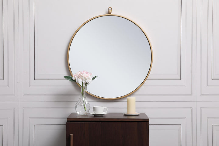 Metal Frame Round Mirror with Decorative Hook by Elegant - view 26
