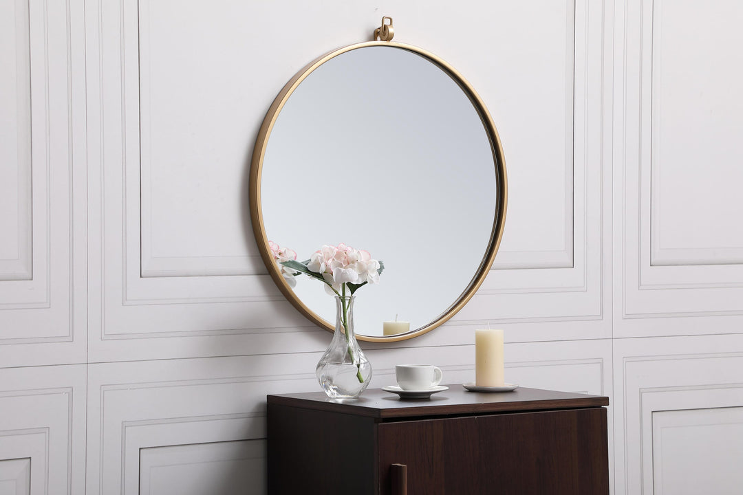 Metal Frame Round Mirror with Decorative Hook by Elegant - view 27