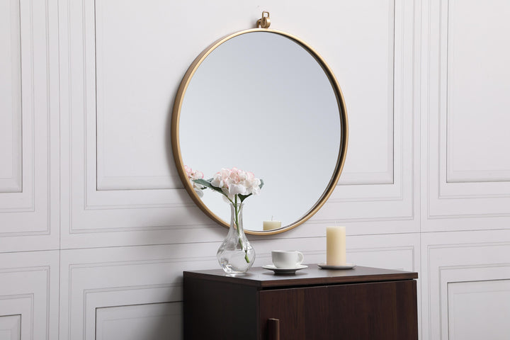 Metal Frame Round Mirror with Decorative Hook by Elegant - view 27