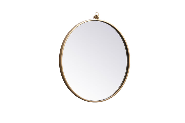 Metal Frame Round Mirror with Decorative Hook by Elegant - view 30