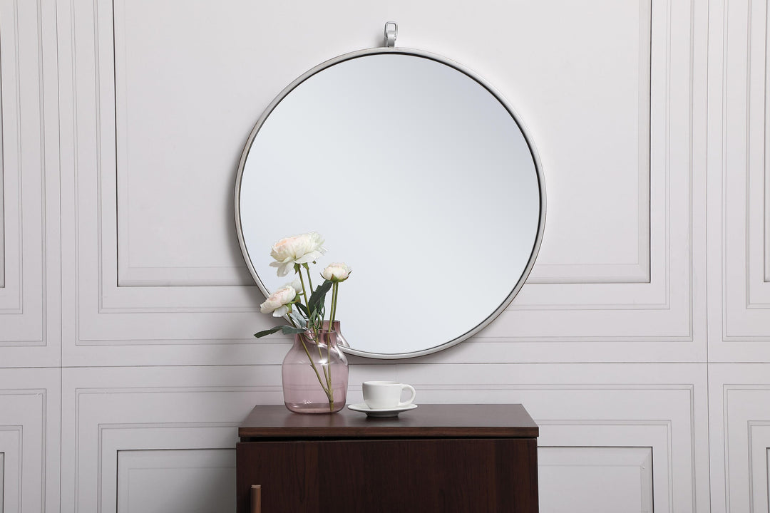 Metal Frame Round Mirror with Decorative Hook by Elegant - view 32
