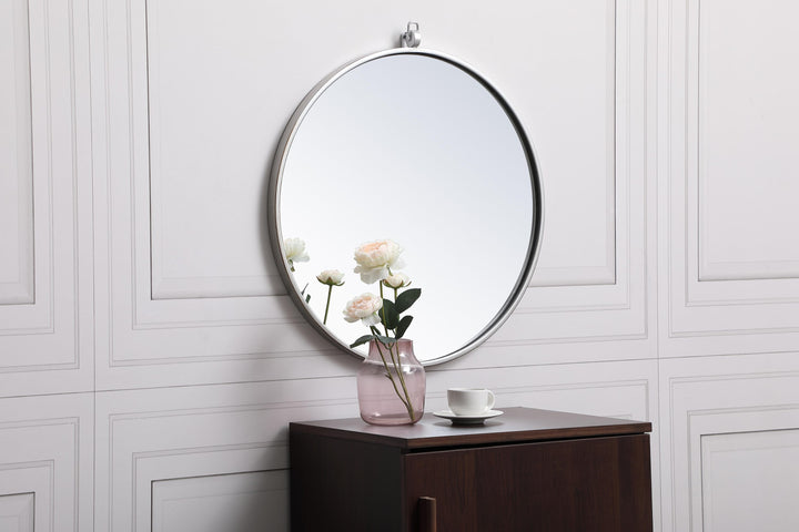 Metal Frame Round Mirror with Decorative Hook by Elegant - view 33