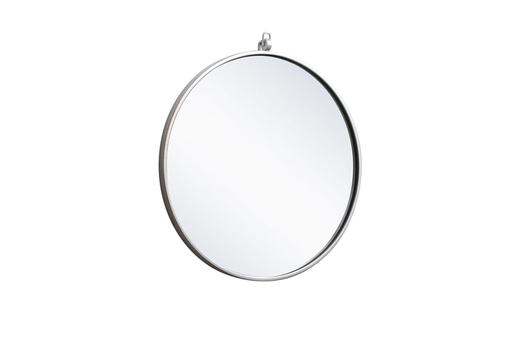 Metal Frame Round Mirror with Decorative Hook by Elegant - view 36