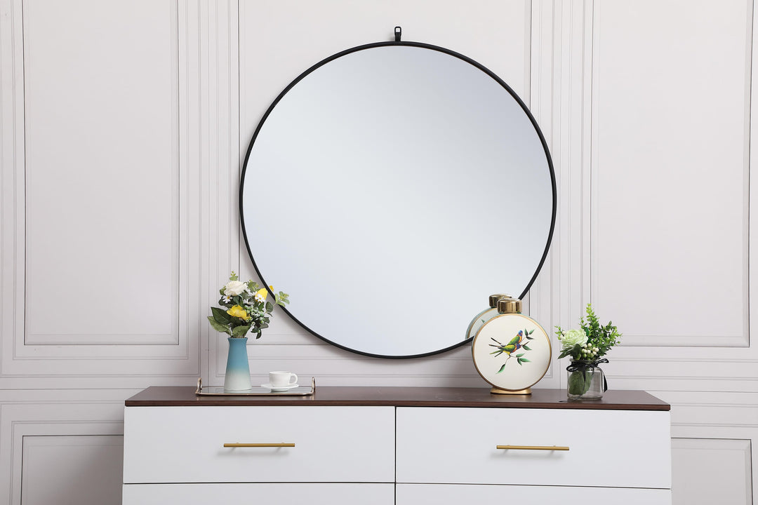 Metal Frame Round Mirror with Decorative Hook by Elegant - view 95