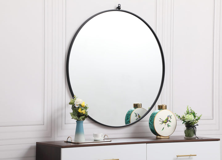 Metal Frame Round Mirror with Decorative Hook by Elegant - view 96