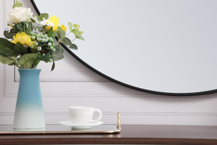 Metal Frame Round Mirror with Decorative Hook by Elegant - view 97