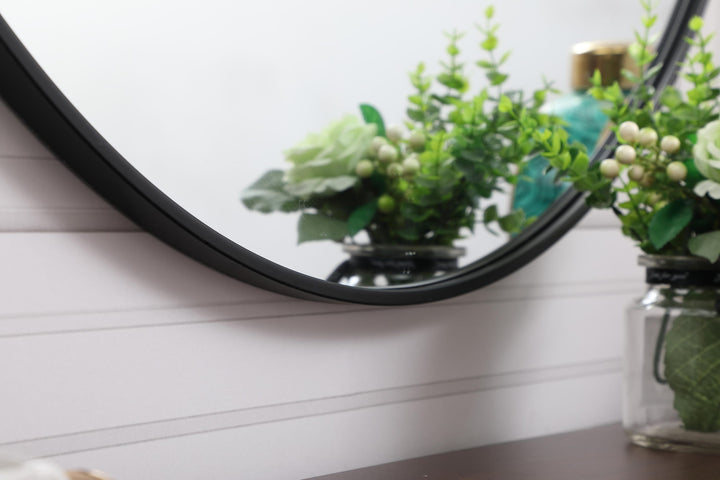 Metal Frame Round Mirror with Decorative Hook by Elegant - view 98