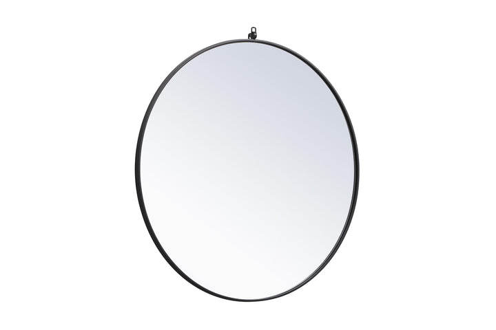 Metal Frame Round Mirror with Decorative Hook by Elegant - view 99
