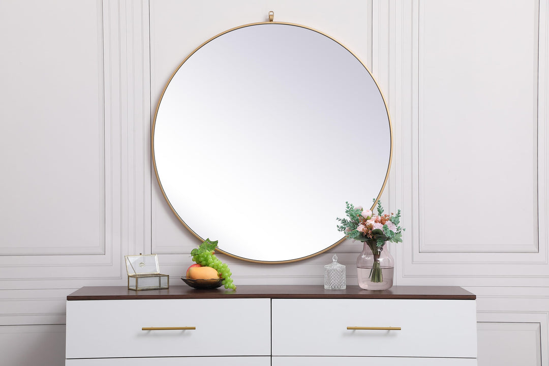 Metal Frame Round Mirror with Decorative Hook by Elegant - view 101