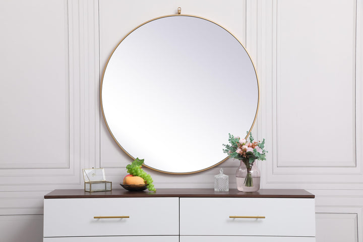 Metal Frame Round Mirror with Decorative Hook by Elegant - view 101