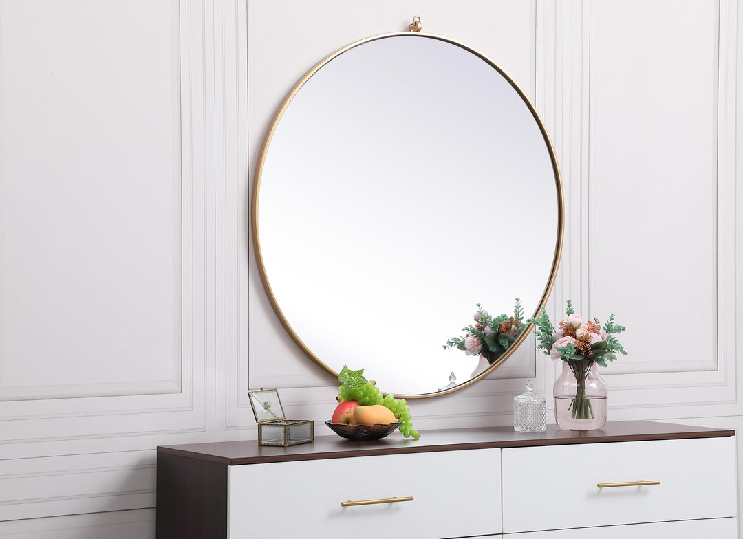 Metal Frame Round Mirror with Decorative Hook by Elegant - view 102
