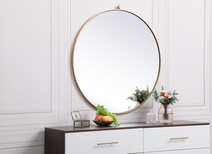 Metal Frame Round Mirror with Decorative Hook by Elegant - view 102