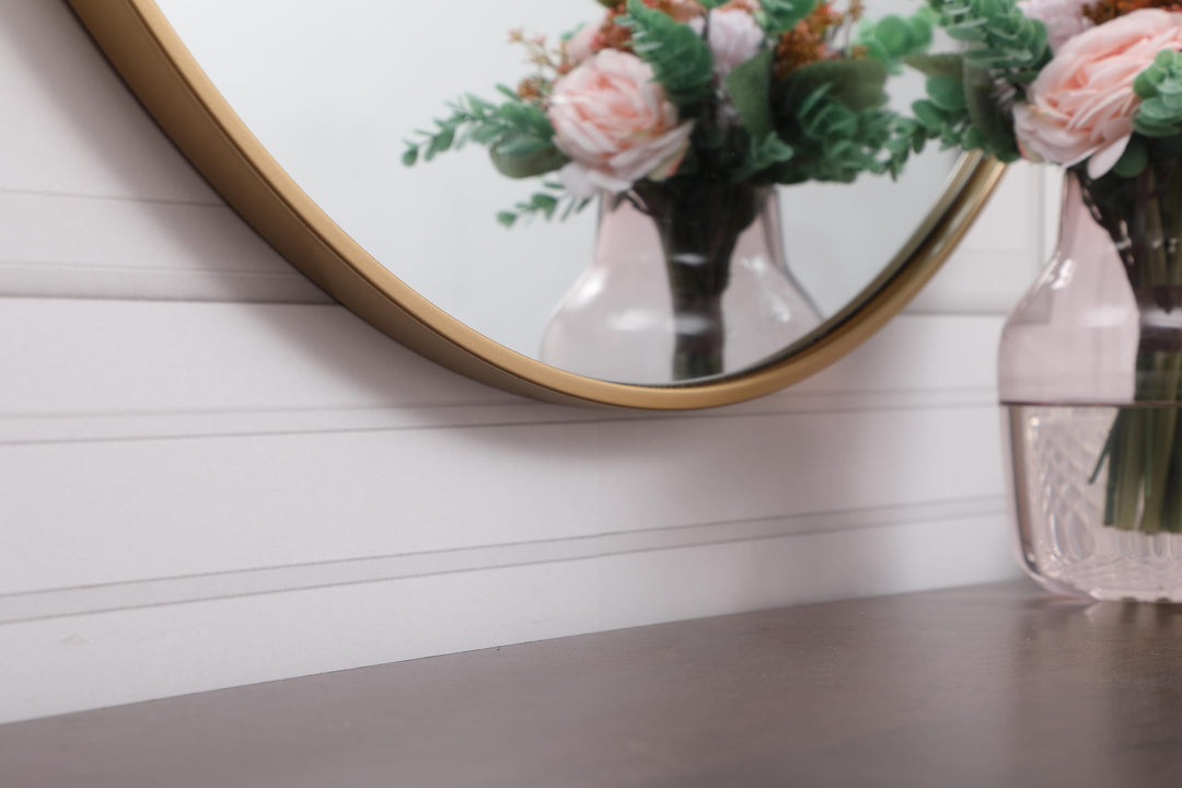 Metal Frame Round Mirror with Decorative Hook by Elegant - view 104