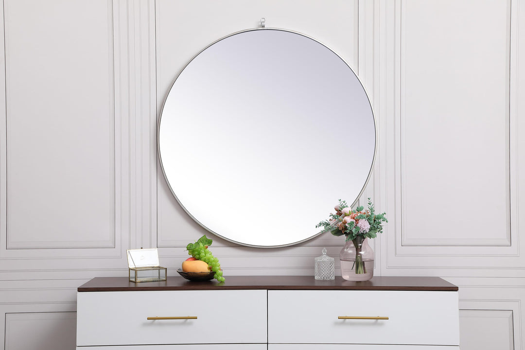 Metal Frame Round Mirror with Decorative Hook by Elegant - view 107