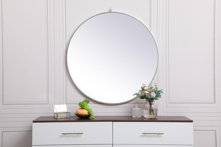 Metal Frame Round Mirror with Decorative Hook by Elegant - view 107