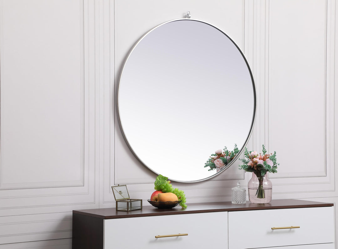 Metal Frame Round Mirror with Decorative Hook by Elegant - view 108