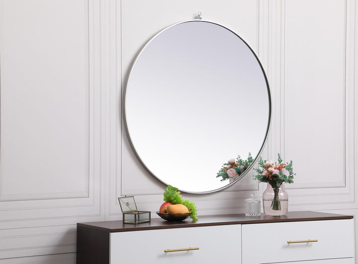 Metal Frame Round Mirror with Decorative Hook by Elegant - view 108