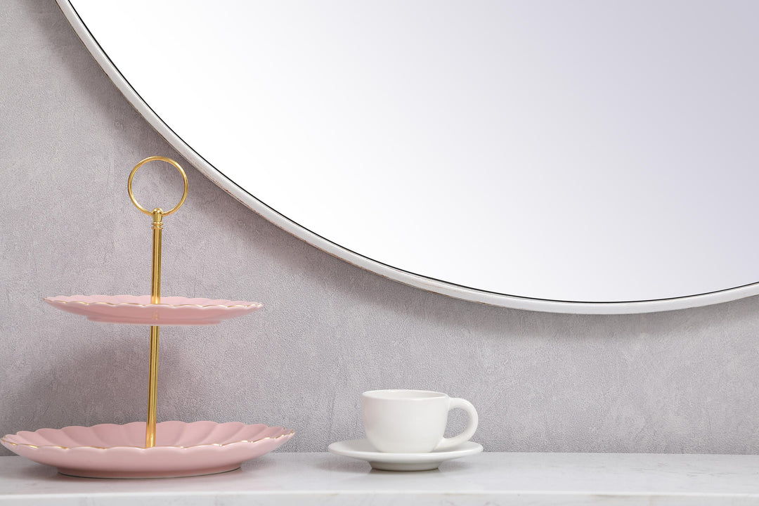 Metal Frame Round Mirror with Decorative Hook by Elegant - view 109