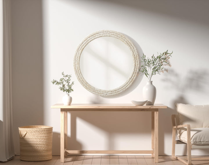 Jute Round Mirror by Elegant - view 2