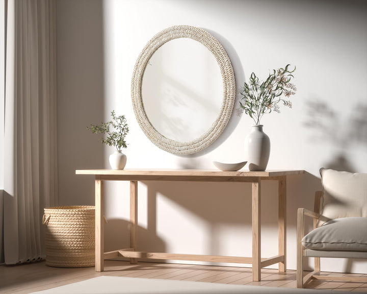 Jute Round Mirror by Elegant - view 3