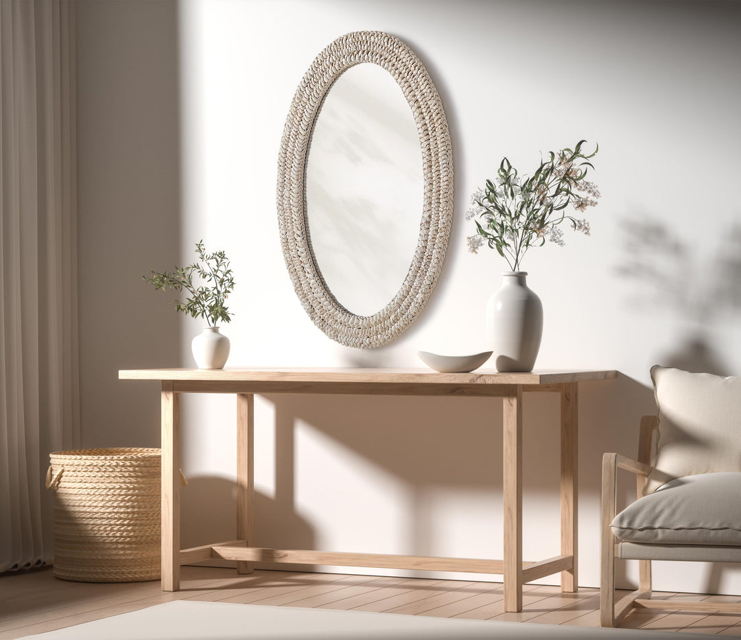 Jute Oval Mirror by Elegant - view 3