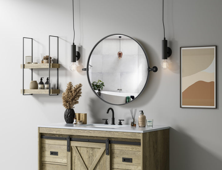 Metal Frame Round Mirror by Elegant - view 3