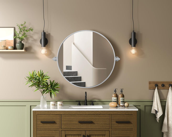 Metal Frame Round Mirror by Elegant - view 20
