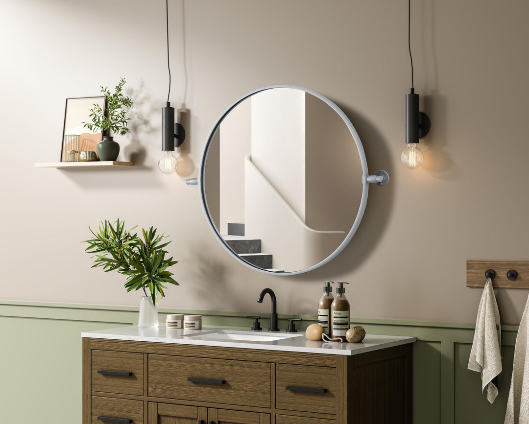 Metal Frame Round Mirror by Elegant - view 21