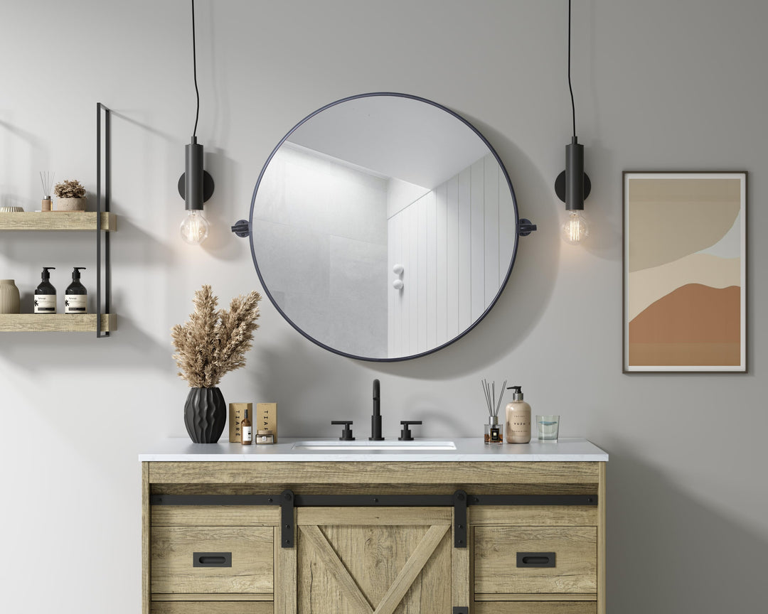Metal Frame Round Mirror by Elegant - view 29