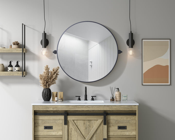Metal Frame Round Mirror by Elegant - view 29